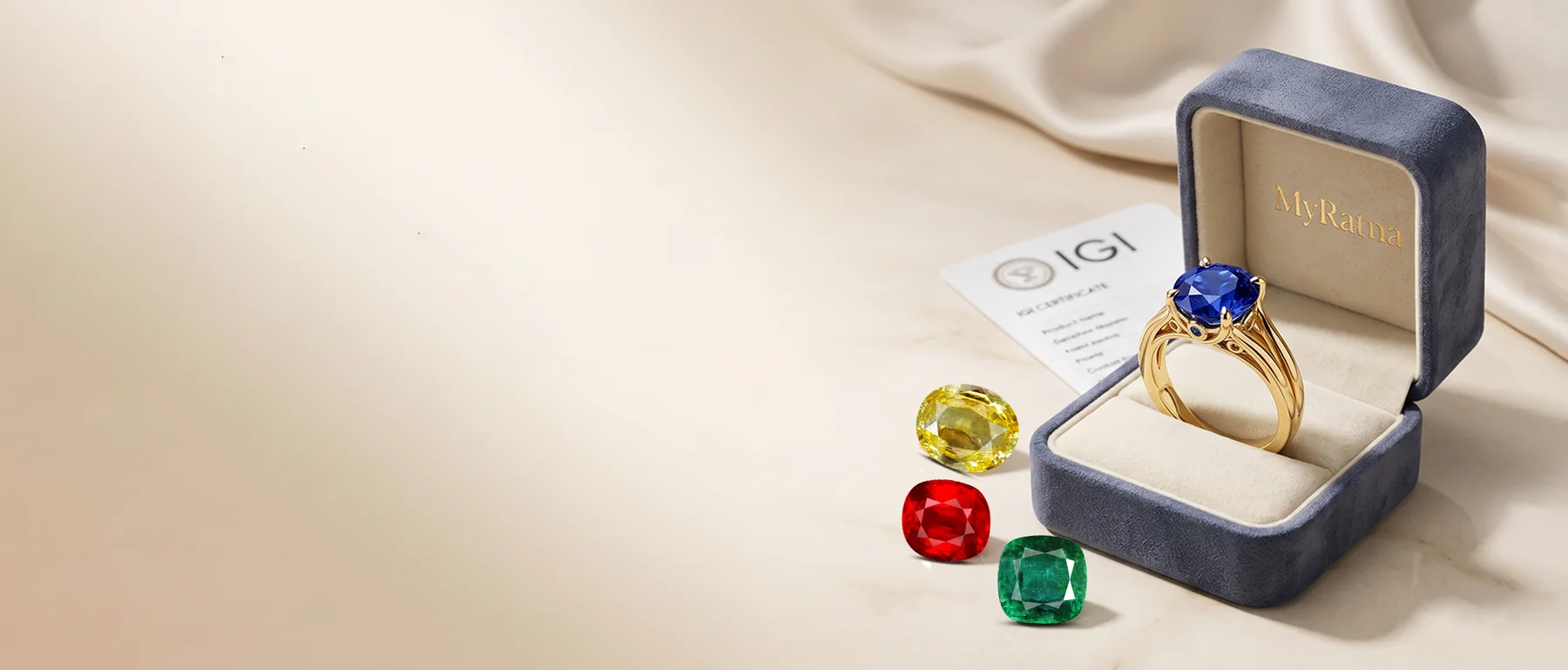 A selection of natural coloured gemstones