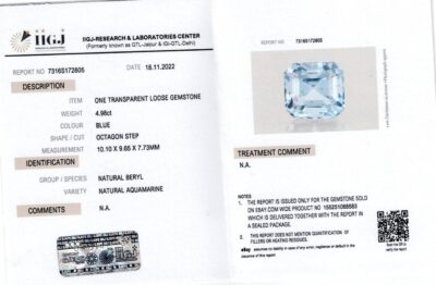 Aquamarine 4.98 Carat (5.47 Ratti)