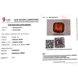 Hessonite Garnet (Gomed) 8.36 Carat (9.29 Ratti)from ceylon
