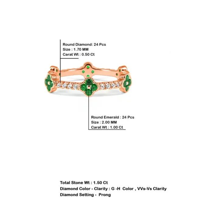 Clover Diamond Eternity Ring Gold - Image 5
