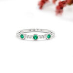Emerald and Diamond Ring, Round emerald engagement ring - Image 3