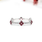 Natural Ruby Clover Leaf Ring With Natural Diamond - Image 5