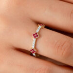 Natural Ruby Clover Leaf Ring With Natural Diamond - Image 4