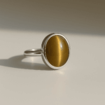 Cats Eye Oval Sterling Silver Ring
