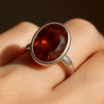 Hessonite Oval Sterling Silver Ring - Image 2
