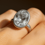Real Zircon Oval Sterling Silver Ring - Image 2