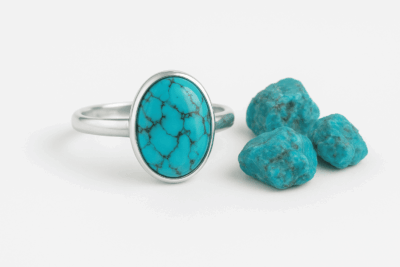Firoza Oval Sterling Silver Ring - Image 3