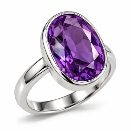 Amethyst Oval Sterling Silver Ring