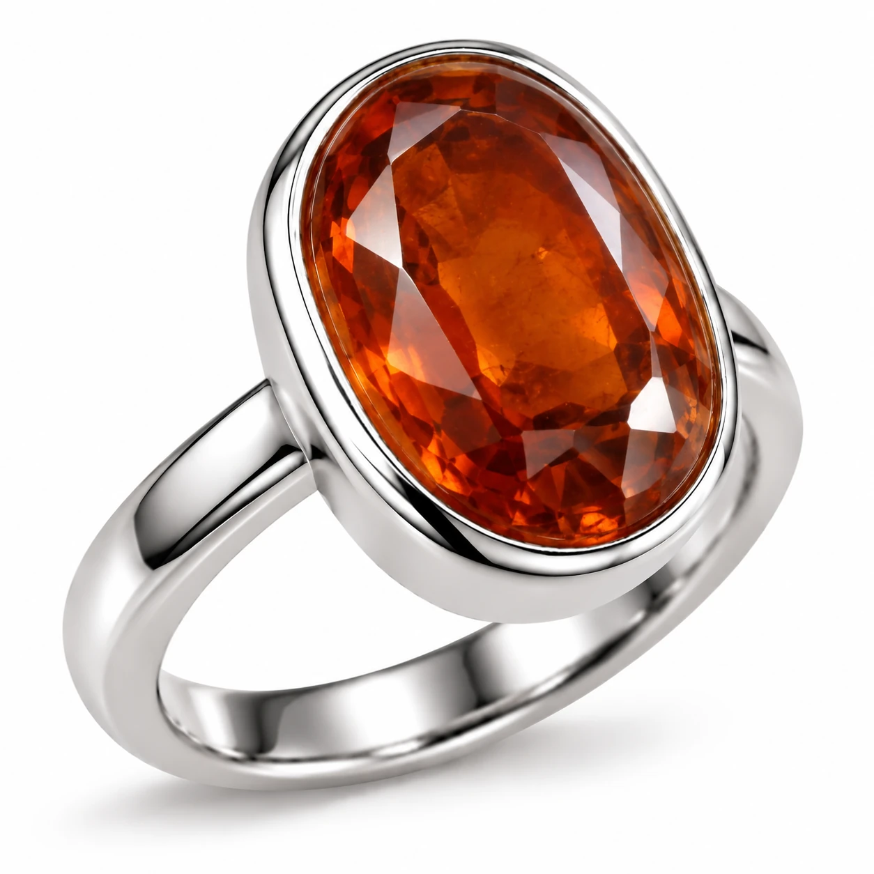Hessonite Oval Sterling Silver Ring Hessonite Oval Sterling Silver Ring - Image 1