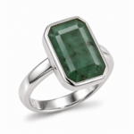 Natural Emerald (Panna) Ring in 925 Sterling Silver (Emerald Cut)
